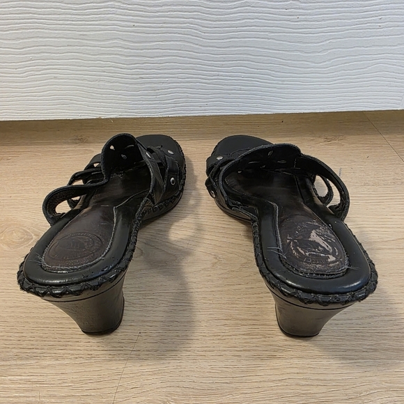 Nurture Black Leather Slip On Summer Cute Minimalist Heeled Lucas Sandals Sz 9M - Picture 4 of 7